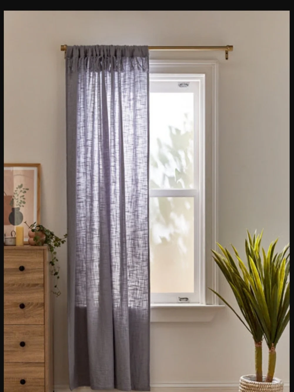 Sheer Cotton Window Curtain Panels in Gray - UO Home
